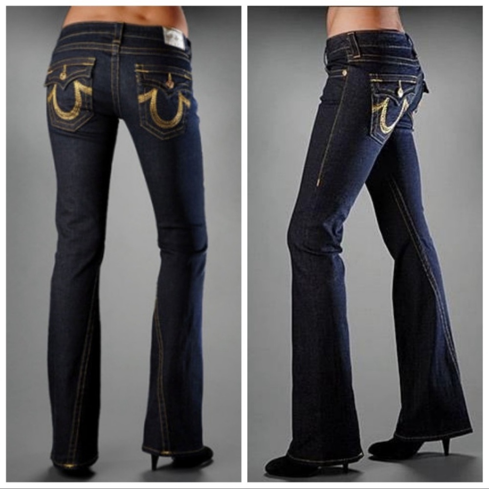 True Religion Gold Pocket Logo Bootcut Jeans 31